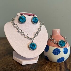 Vintage Nicky Butler Swarovski Silver and Blue Jewelry Set